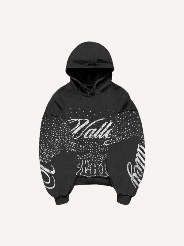 Retro distressed double hooded sweatshirt