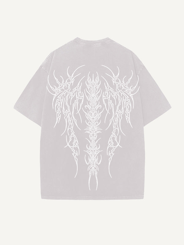Retro dark style printed double-sided short sleeves