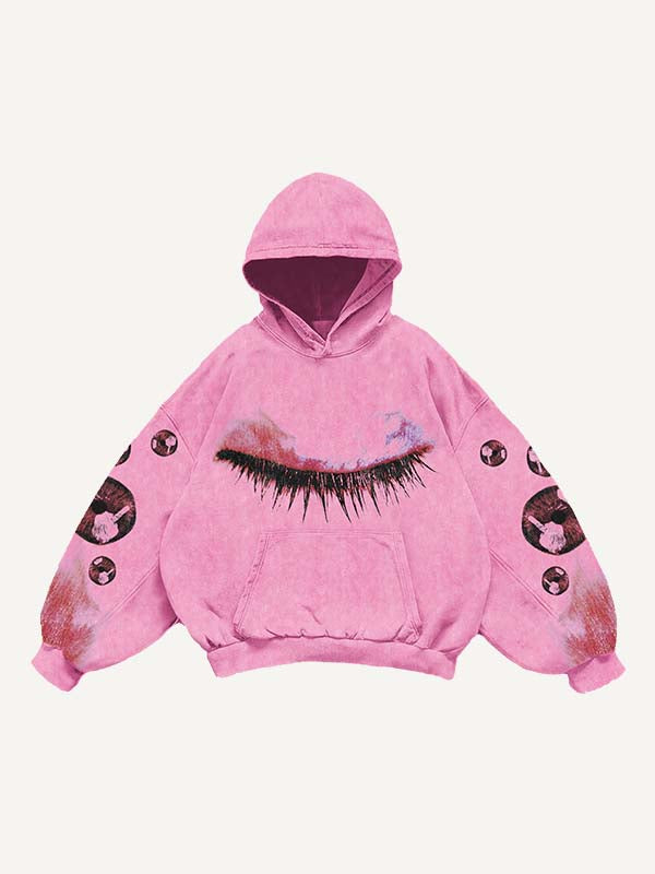 Eye Print Slant Pockets Hoodie