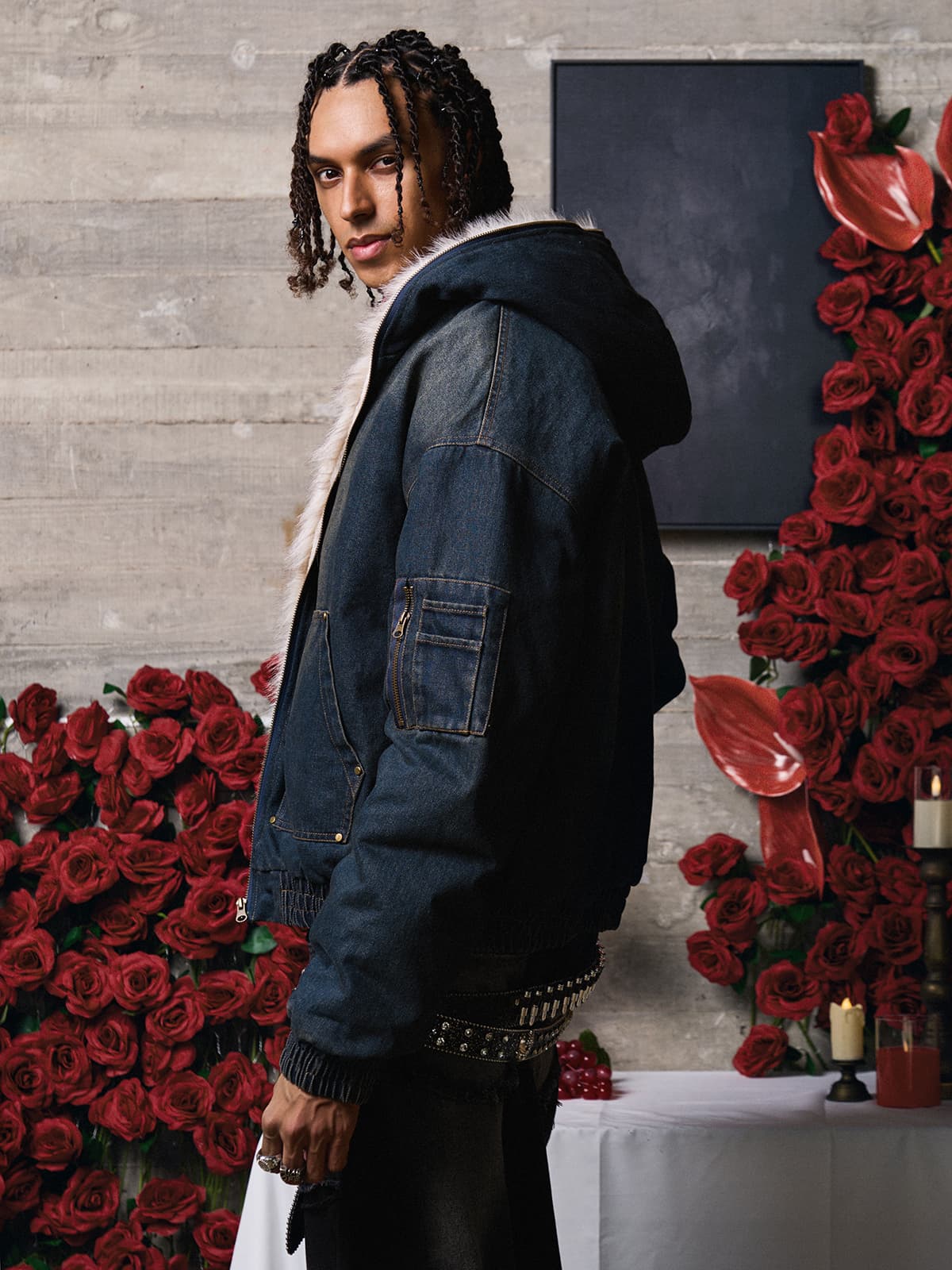 Cotton Washed Fur Hooded Jacket
