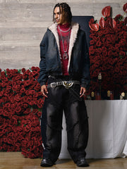 Cotton Washed Fur Hooded Jacket