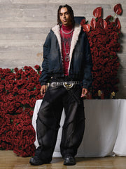 Cotton Washed Fur Hooded Jacket