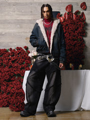 Cotton Washed Fur Hooded Jacket