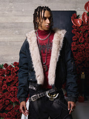 Cotton Washed Fur Hooded Jacket