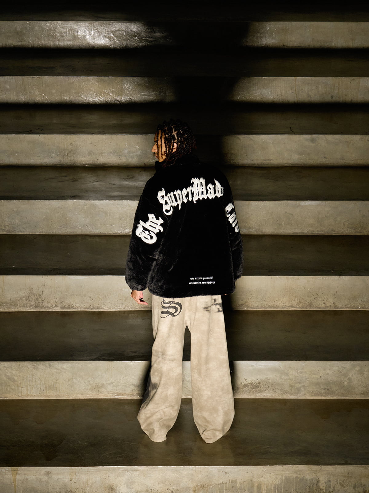 Thesupermade Street Letter Embroidered Fleece Jacket