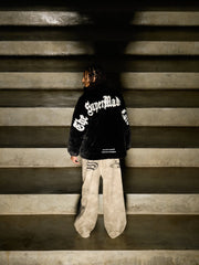 Thesupermade Street Letter Embroidered Fleece Jacket