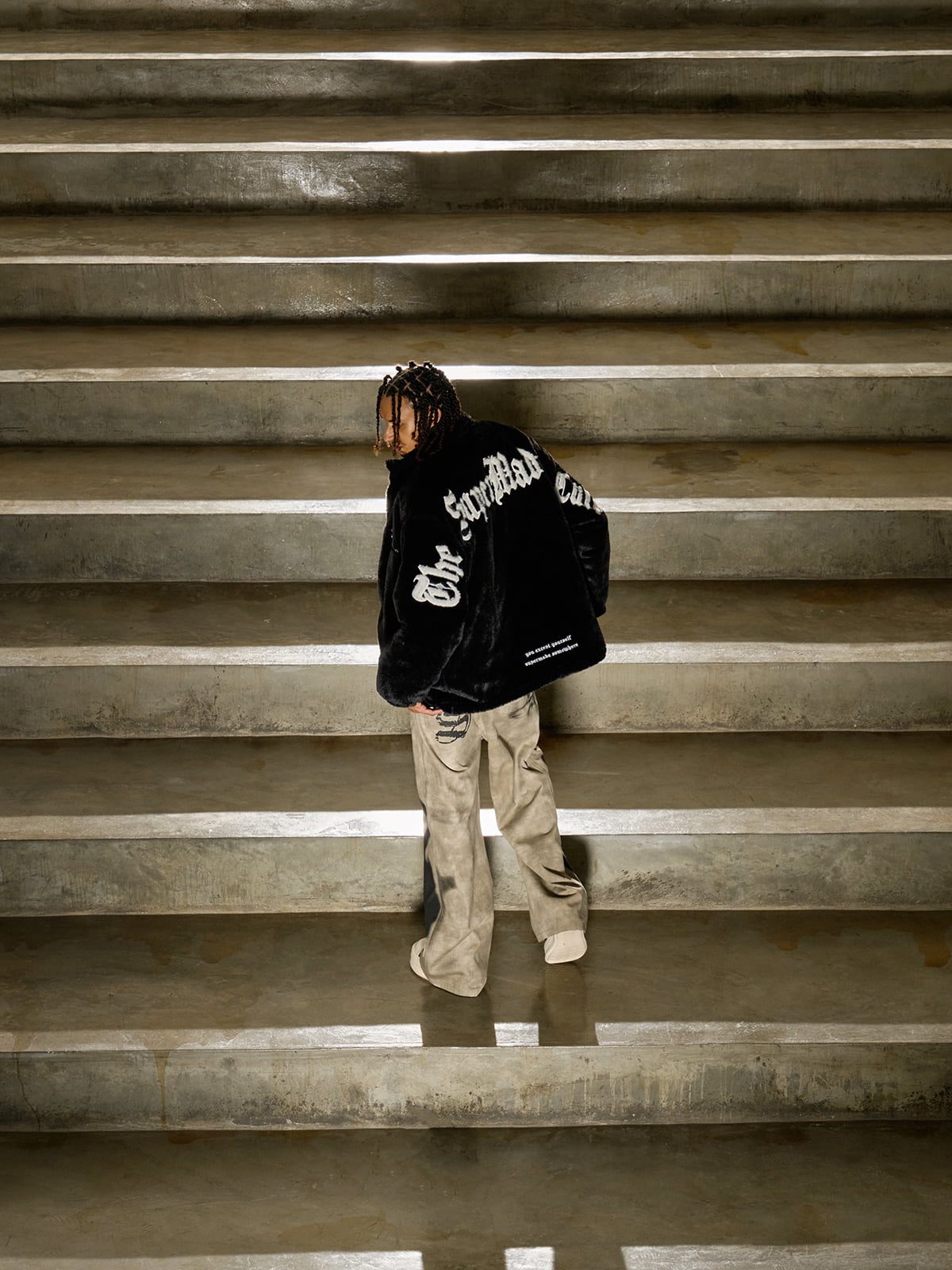 Thesupermade Street Letter Embroidered Fleece Jacket