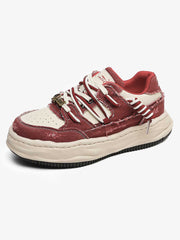 Retro Washed Denim Low Top Platform Sneakers