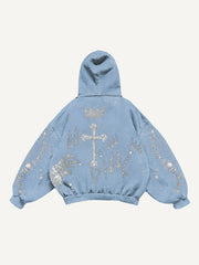 Rhinestone Heavy Industrial Light Luxury Hooded Sweatshirt