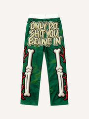 Hooded skull print stylish all-season trousers