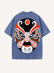 Trendy Peking Opera mask hand-painted personalized short-sleeved T-shirt