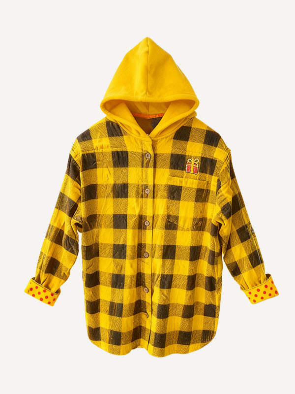 Christmas season hooded plaid shirt