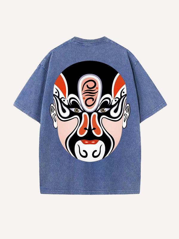 Chinese opera mask hand-painted personalized short-sleeved T-shirt