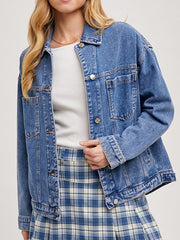 Celebrity-endorsed washed denim jacket for all seasons