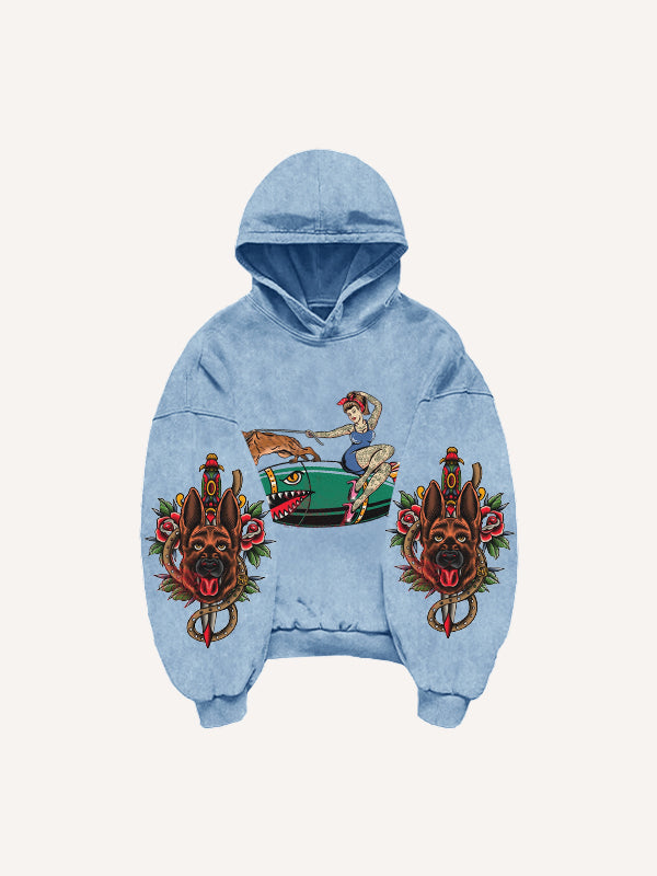 Creative Sexy Retro Girl Bomb Print Sweatshirt
