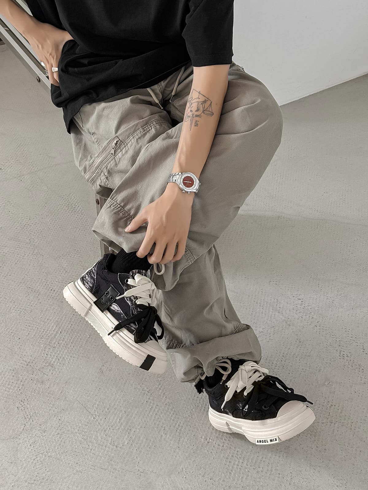 Platform Double Lace Canvas Sneakers