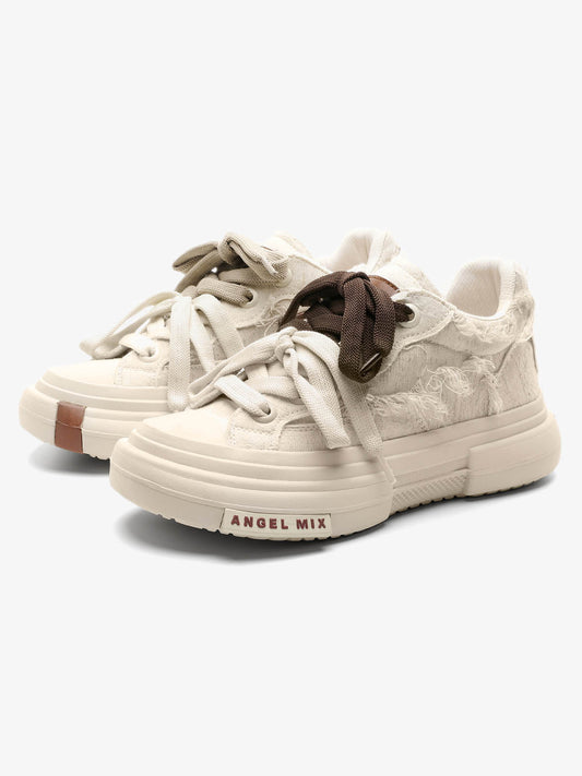 Platform Double Lace Canvas Sneakers