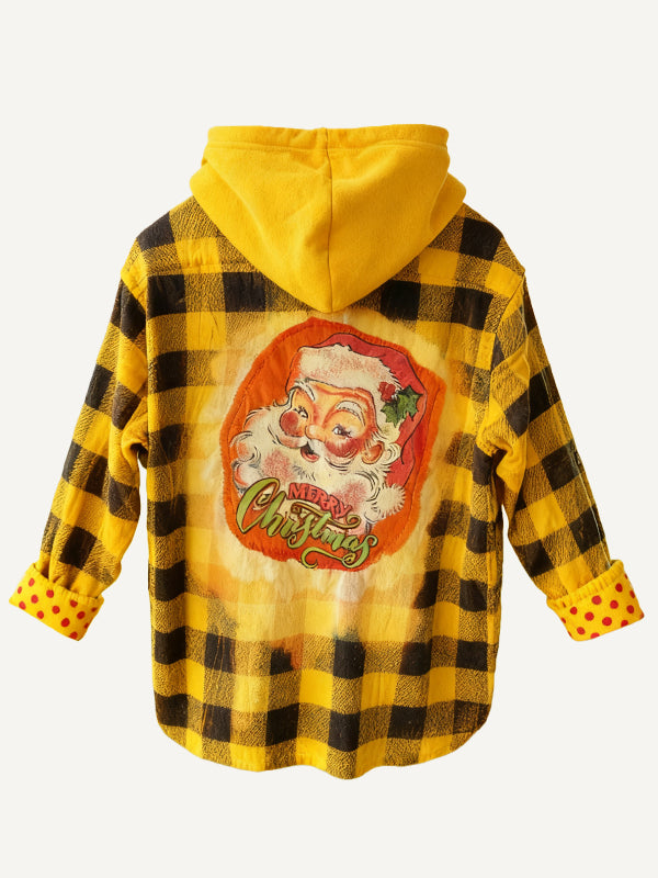 Christmas season hooded plaid shirt