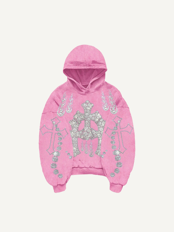 Rhinestone Heavy Industrial Light Luxury Hooded Sweatshirt