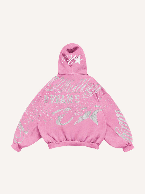 Retro distressed double hooded sweatshirt