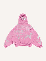 Retro distressed double hooded sweatshirt