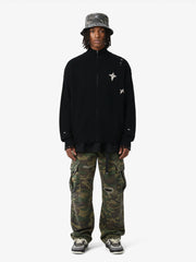 Woven Ripped Camouflage Flared Cargo Pants - 2410