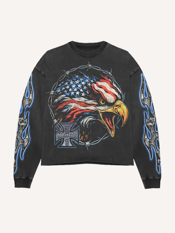 Cross and Eagle Double Print Sweatshirt
