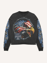 Cross and Eagle Double Print Sweatshirt