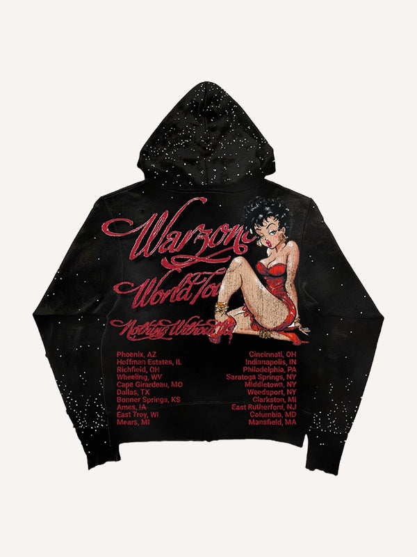 Sexy beauty hooded sweatshirt with stars