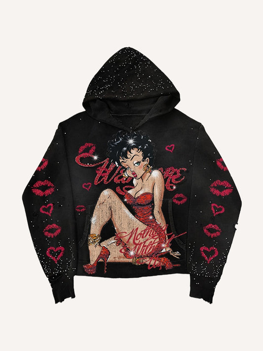 Sexy beauty hooded sweatshirt with stars