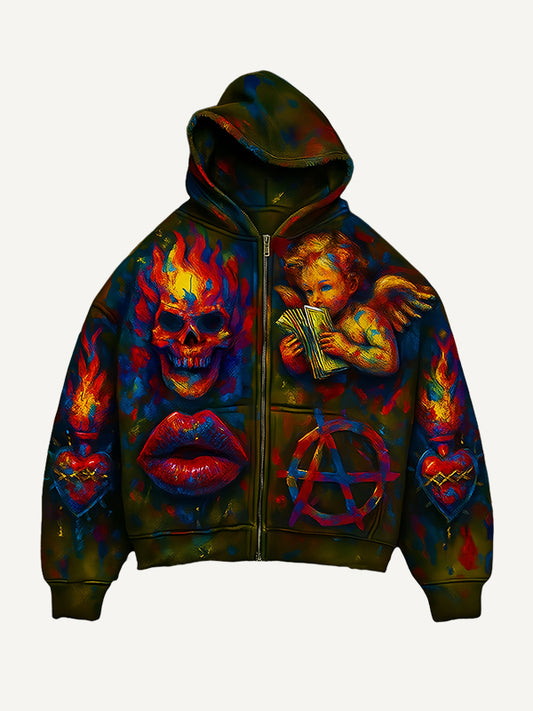 Angels and Demons Distressed Cardigan Sweatshirt