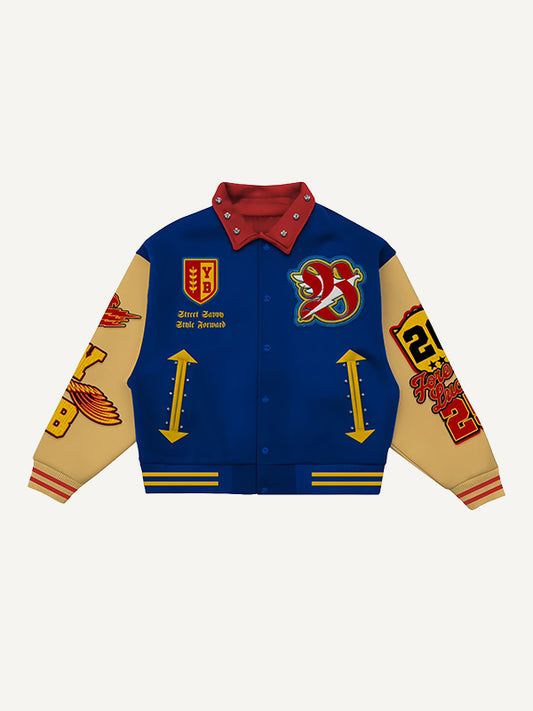 Vintage Cardigan Double Patch Baseball Jacket