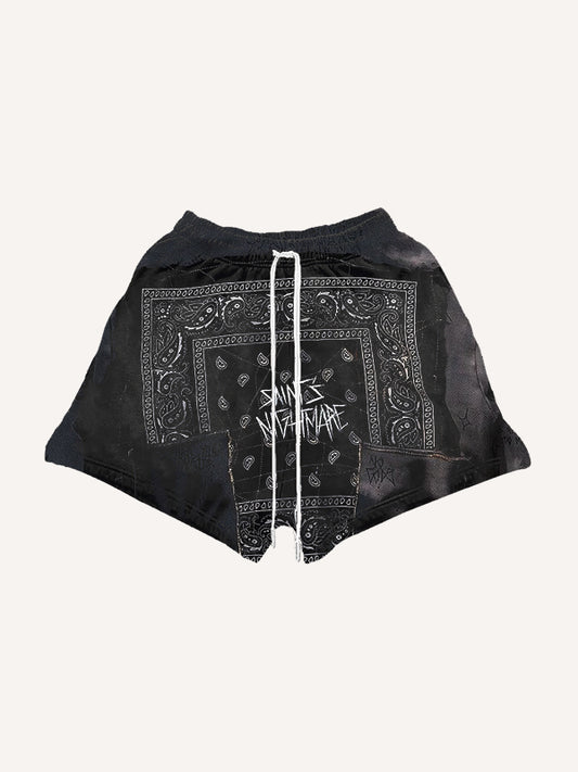 Paisley patchwork distressed comfortable shorts