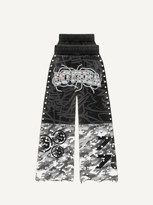 Stylish and stylish patchwork trousers