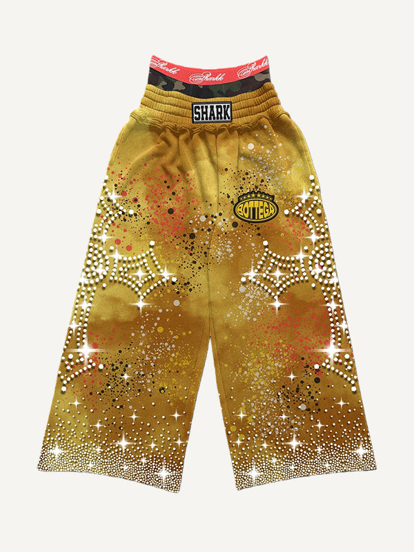 Tie-dye rhinestone cross trousers