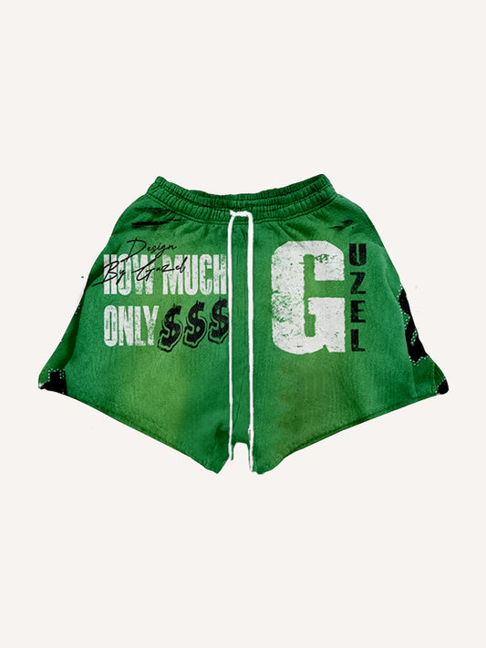 Distressed fashion rap street print shorts