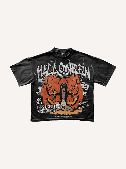 Devil Pumpkin and Beauty Short Sleeve