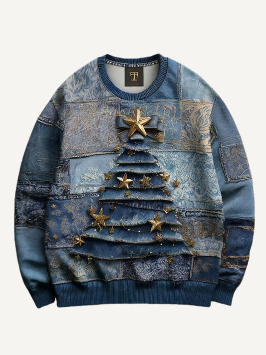 Christmas tree textured sweatshirt