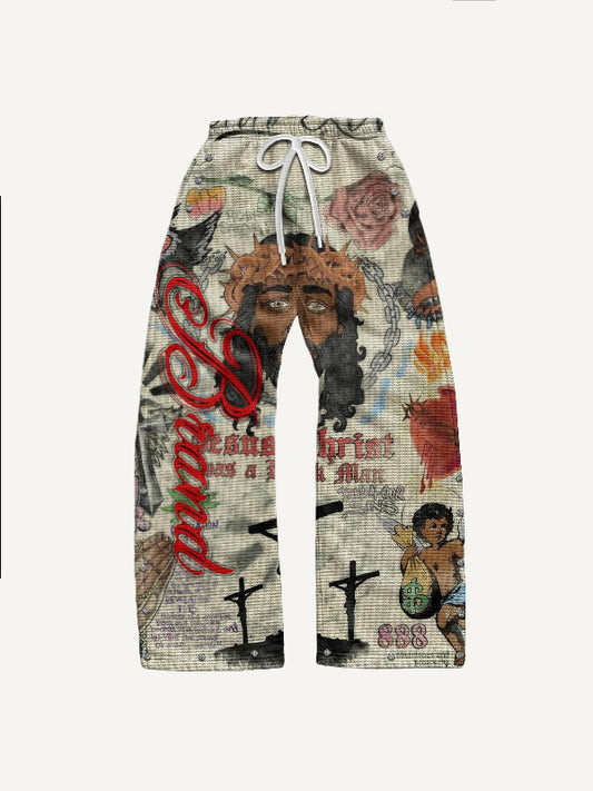Saint Bless Me Graffiti Fashion Trousers