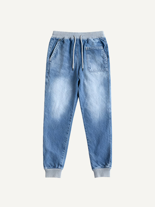 Comfortable washed denim loose fit outdoor sweatpants