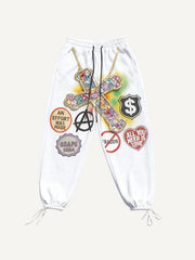 Drawstring Classic Print Cross Trousers