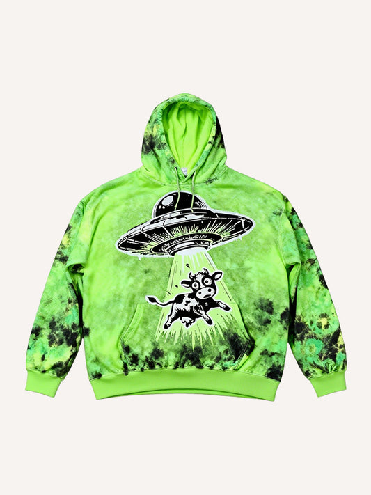 Aliens are coming! Tie-dye warm sweatshirt