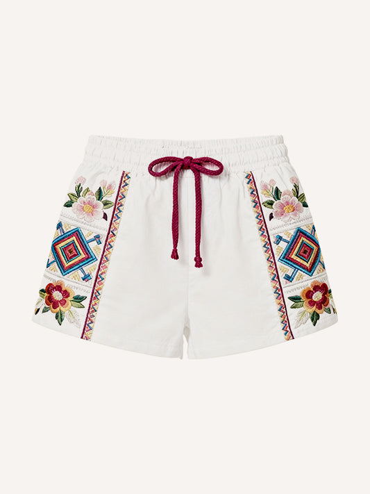 Artist Series Embroidered Dragon Tiger Print Shorts