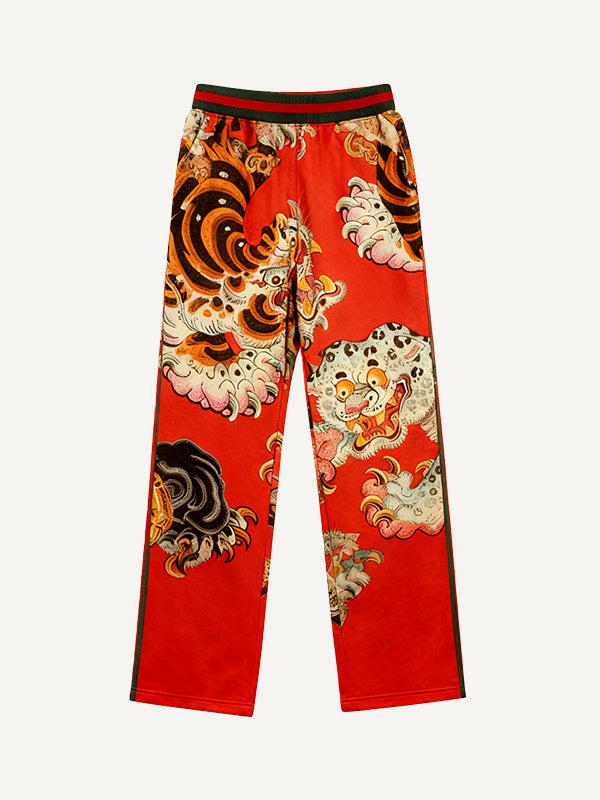 Hand-painted artist series dragon and tiger beast trousers
