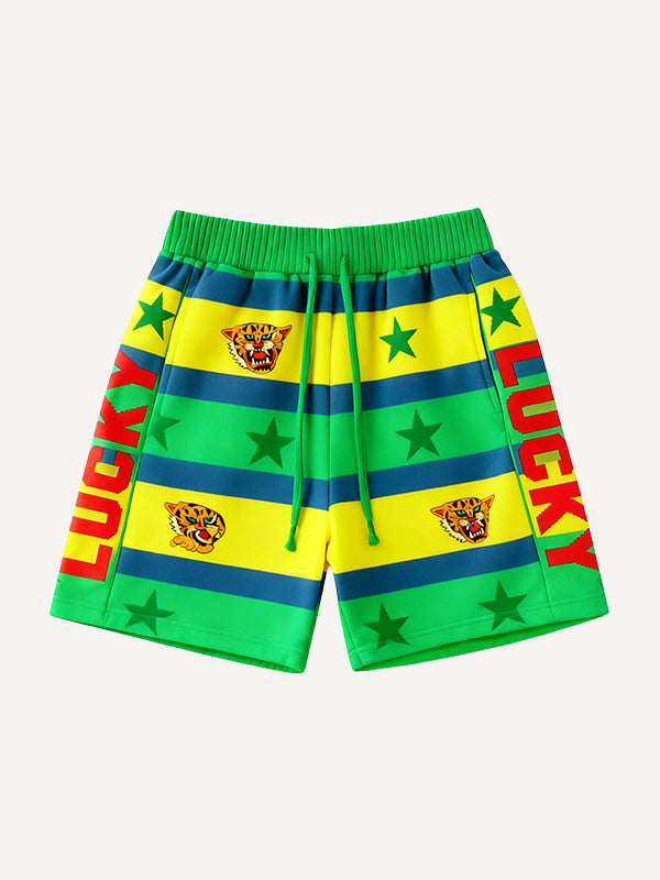 Luck like a king fashion print shorts