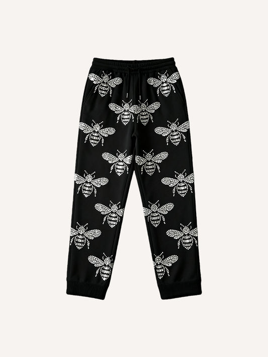 In love whoever lies gets stung on the tongue by a bee Printed trousers
