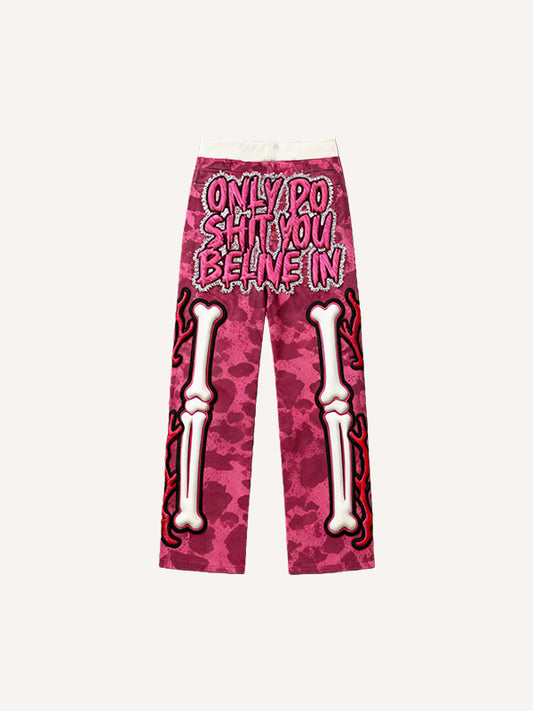 Hooded skull print stylish all-season trousers