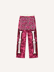 Hooded skull print stylish all-season trousers