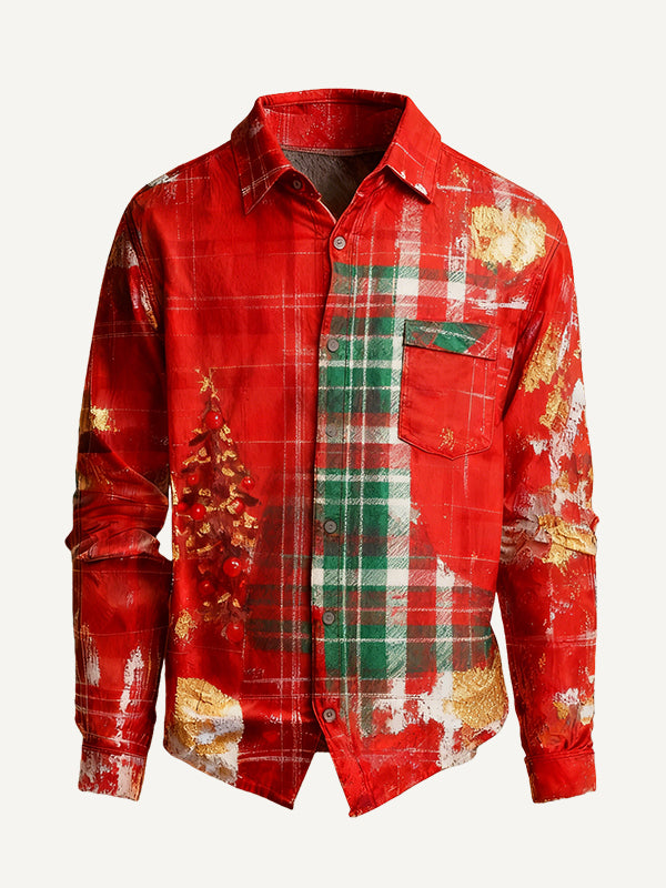 Distressed and faded high-end printed Christmas shirt