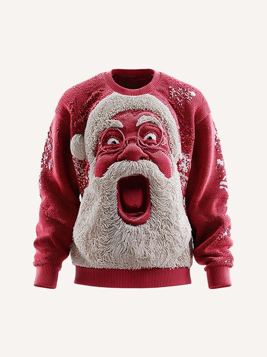 A Santa Claus hoodie with a big laugh